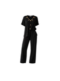 Vintage Black Gold Embellished Top & Pants Set