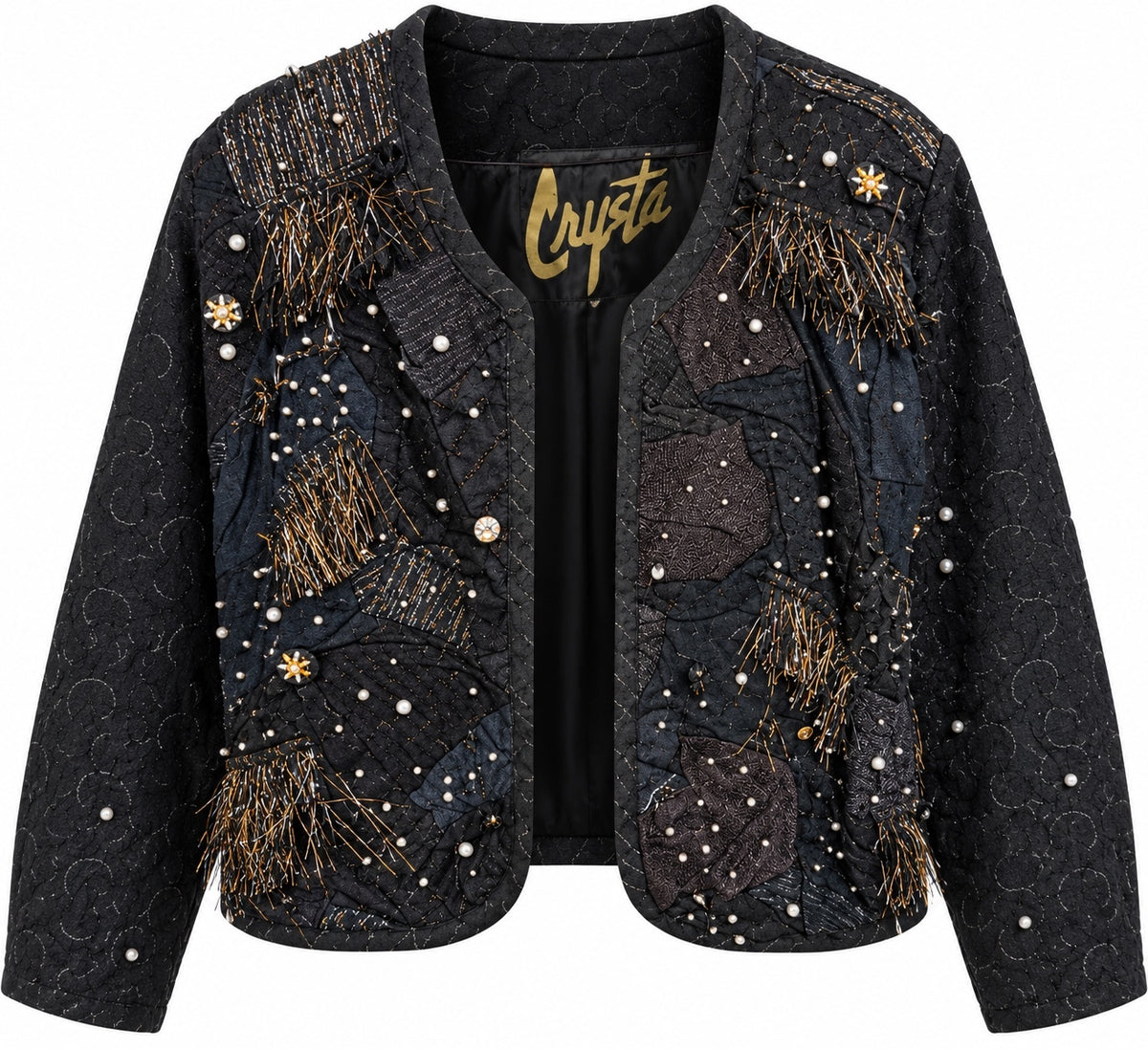 Vintage Crystal Embellished Patchwork Jacket