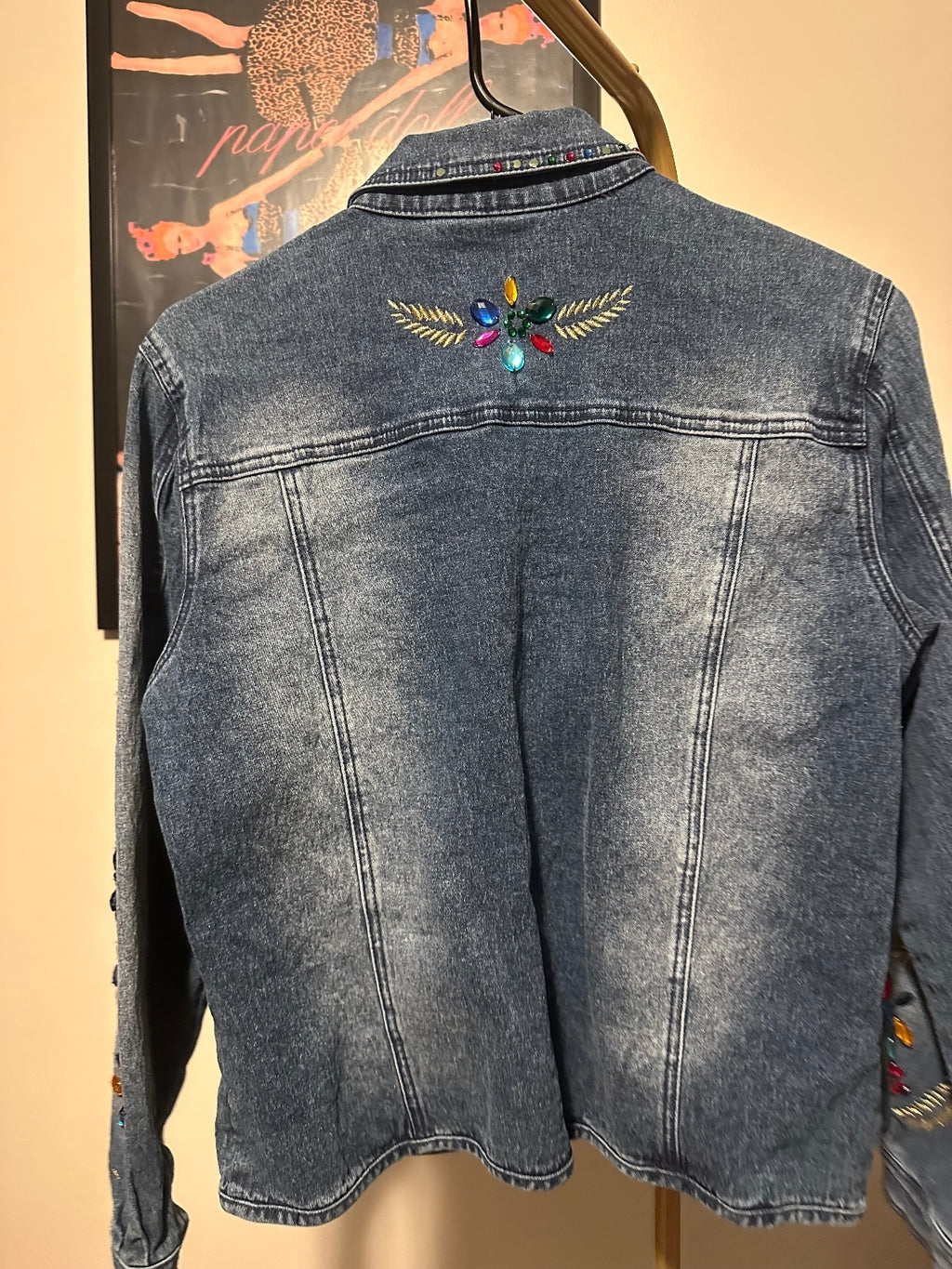 Diane Gilman Embellished Floral Denim Jacket