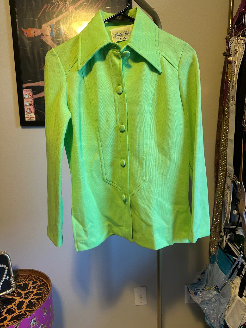 1970s Lime Green Fitted Shirt