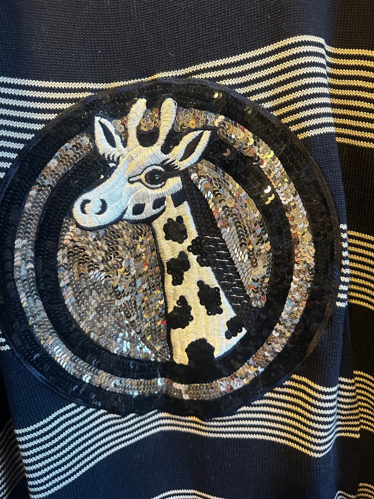 Vintage Escada Black & Gold Giraffe Sequin Sweater 38
