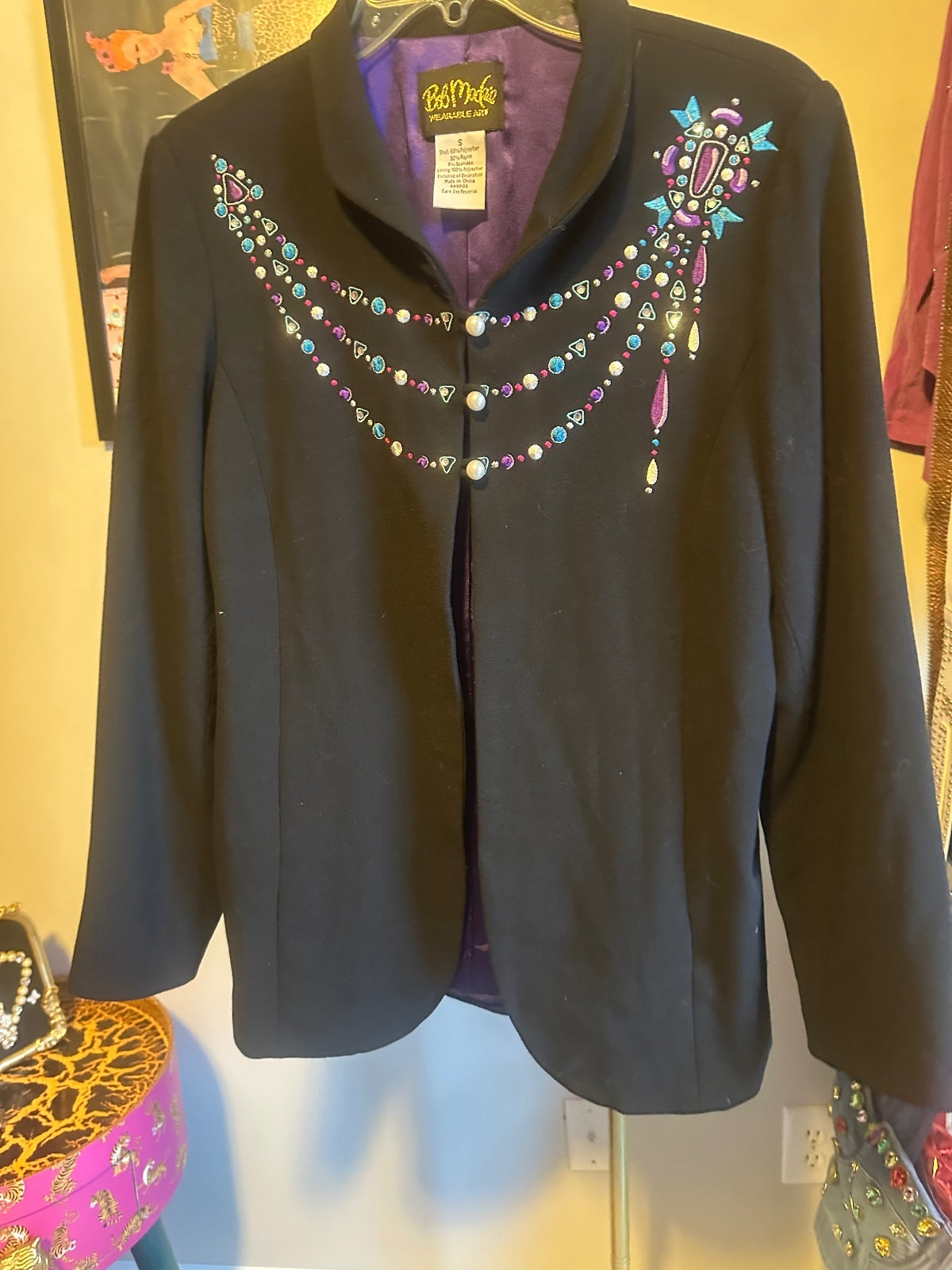 Bob Mackie Black Jewel Embellished Statement Blazer
