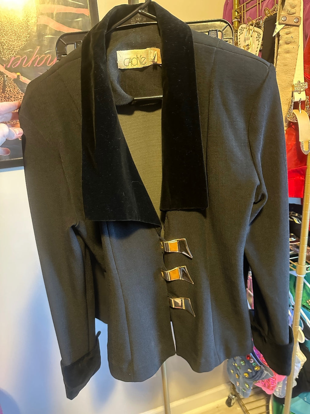Cache Velvet Trim Power Suit