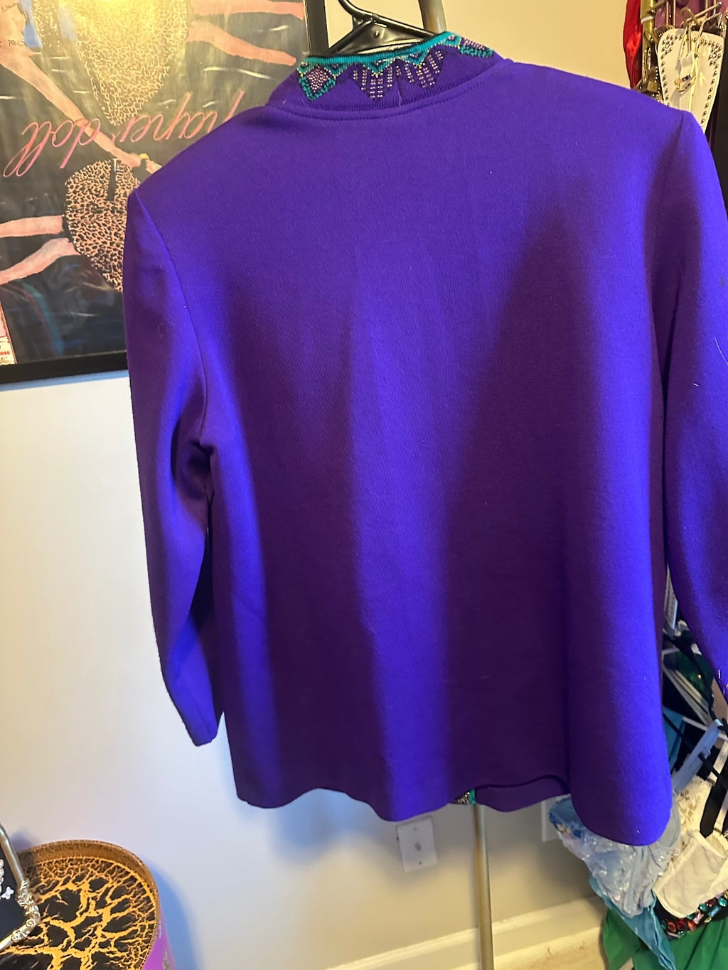 Vintage Purple Embellished 3-Piece Skirt Suit