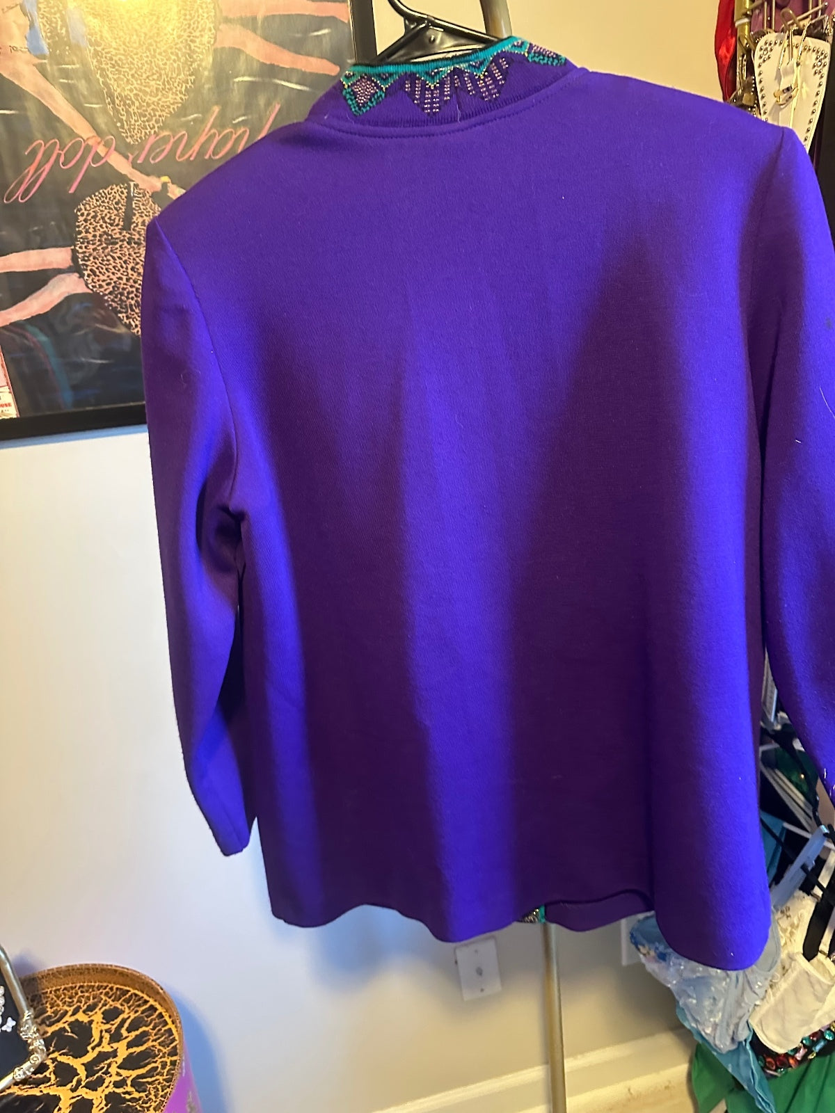 Vintage Purple Embellished 3-Piece Skirt Suit
