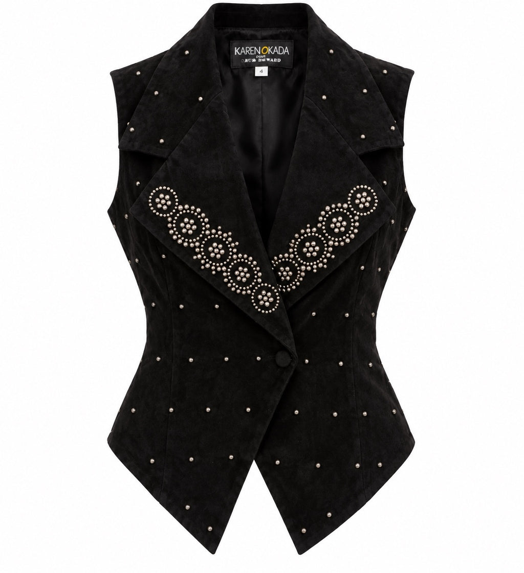 Vintage Karen Okada for David Howard Studded Leather Vest