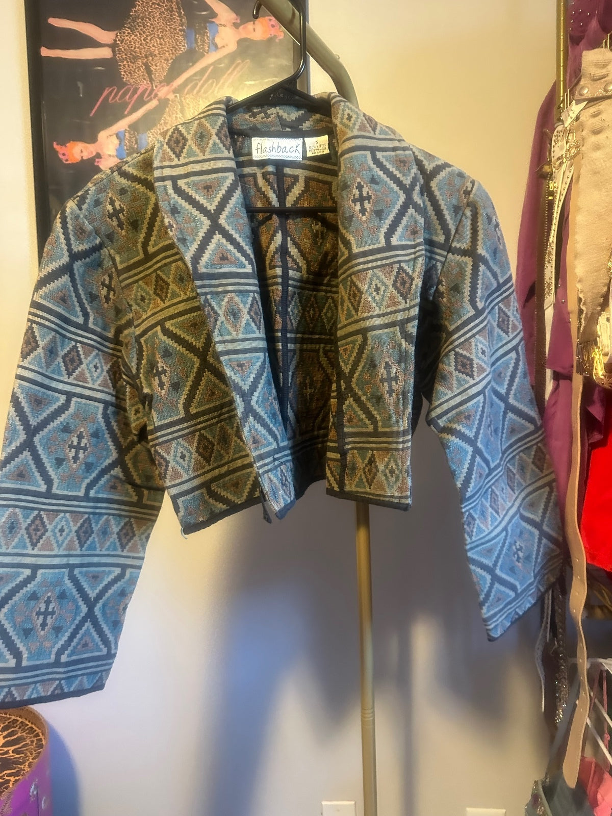 Vintage Flashback Geometric Cropped Jacket