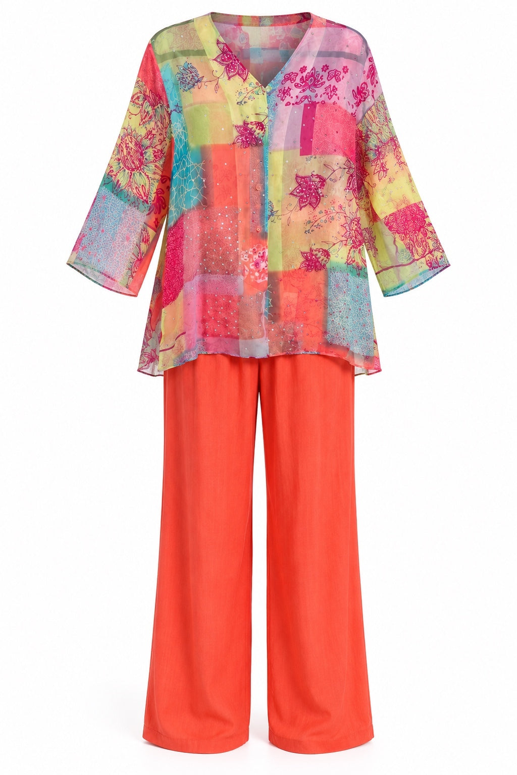 Vintage Diane Gilman Silk Top & Pants Set