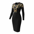 Black Gold & Jewel Embellished Statement Dress