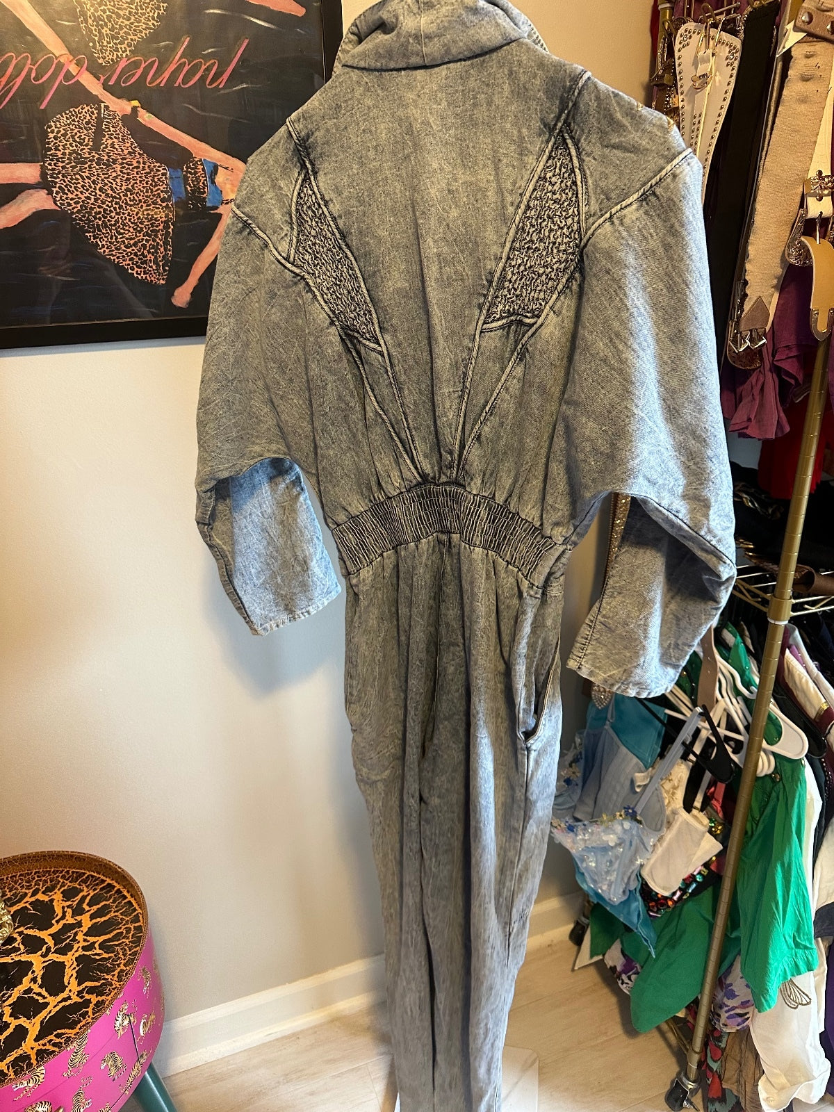 Vintage Denim Western Embroidered Jumpsuit