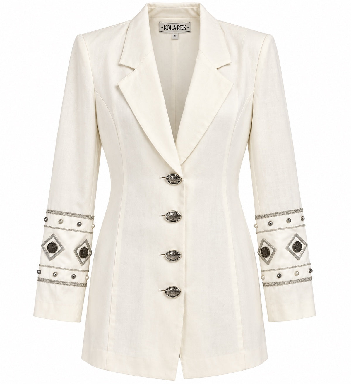 Vintage Cline-Kolarek Embellished Ivory Blazer