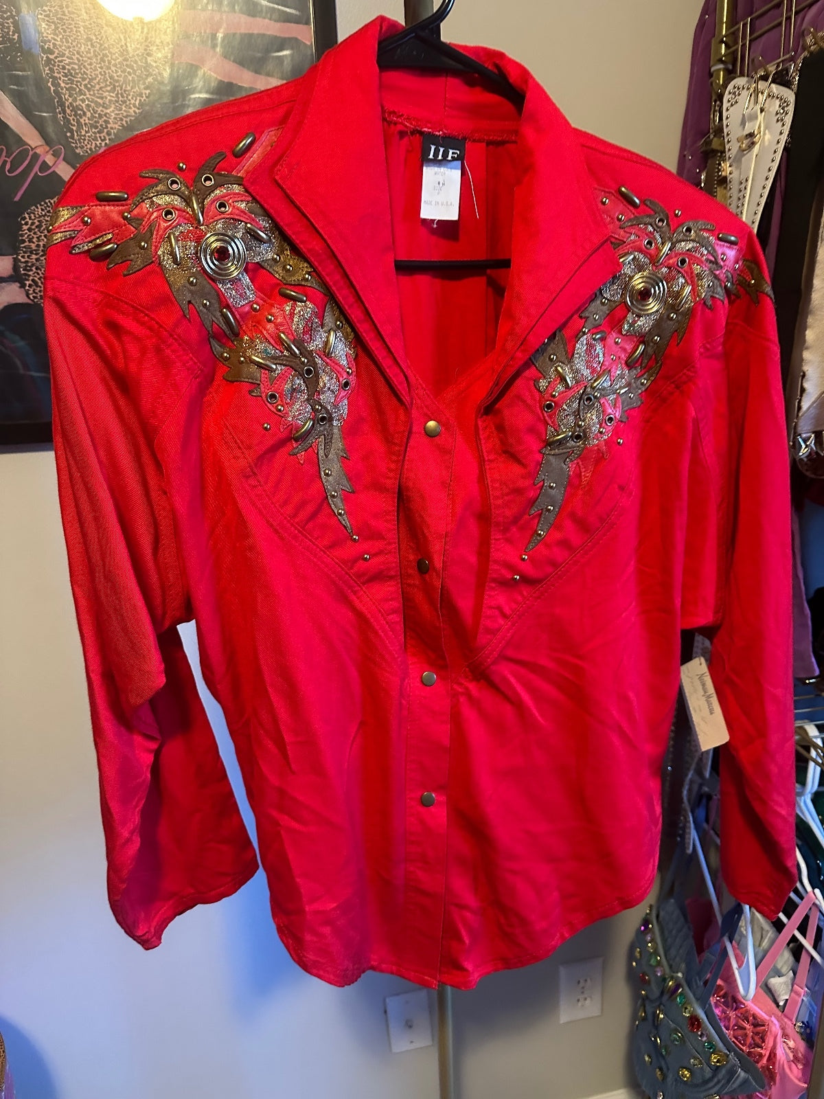 IIF Vintage Red Embellished 2-Piece Pant Set