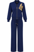 Vintage IB Diffusion Navy Blue Embellished 2-Piece Tracksuit Set