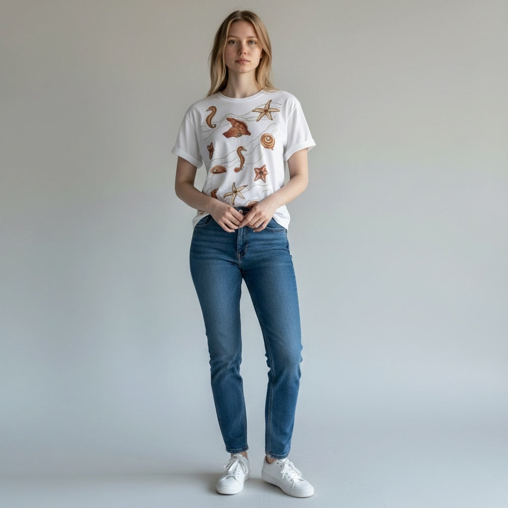 Vintage Embellished Under-the-Sea T-Shirt
