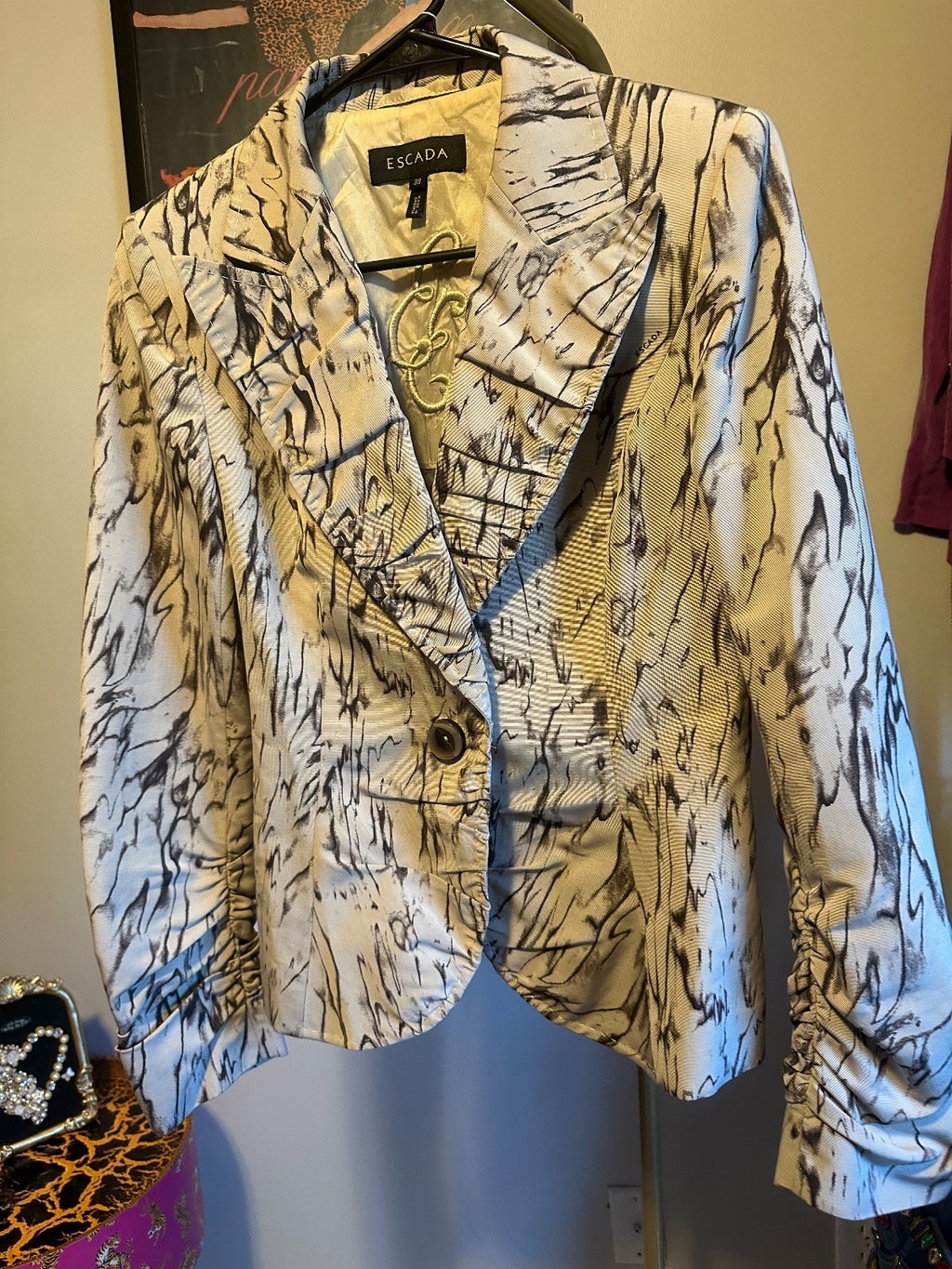 Escada Vintage Abstract Print Statement Blazer