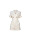 Ivory Double-Breasted Tailored Romper