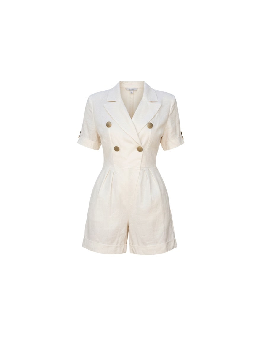Ivory Double-Breasted Tailored Romper