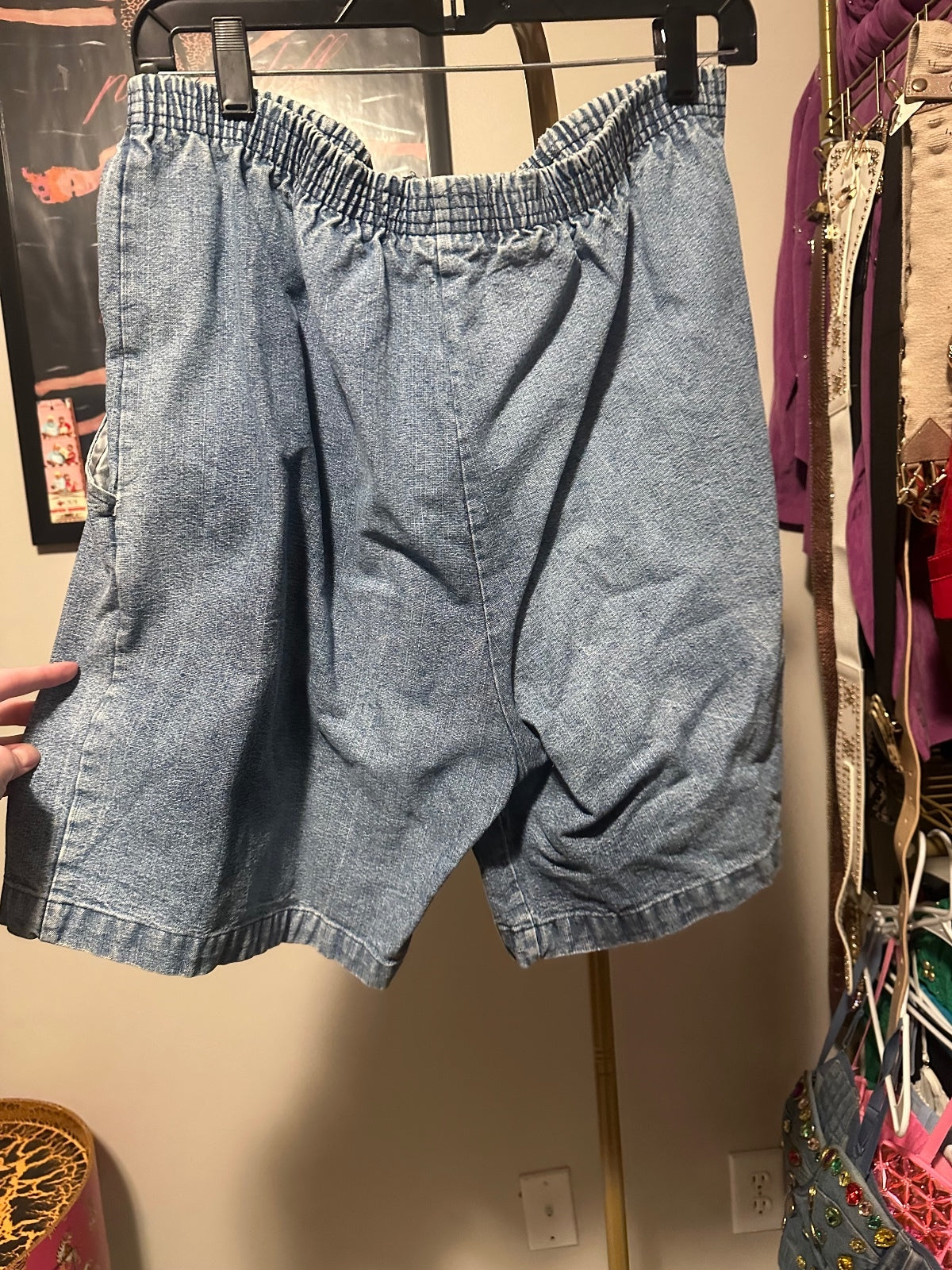 Vintage Denim Gold Stud Embellished Shorts