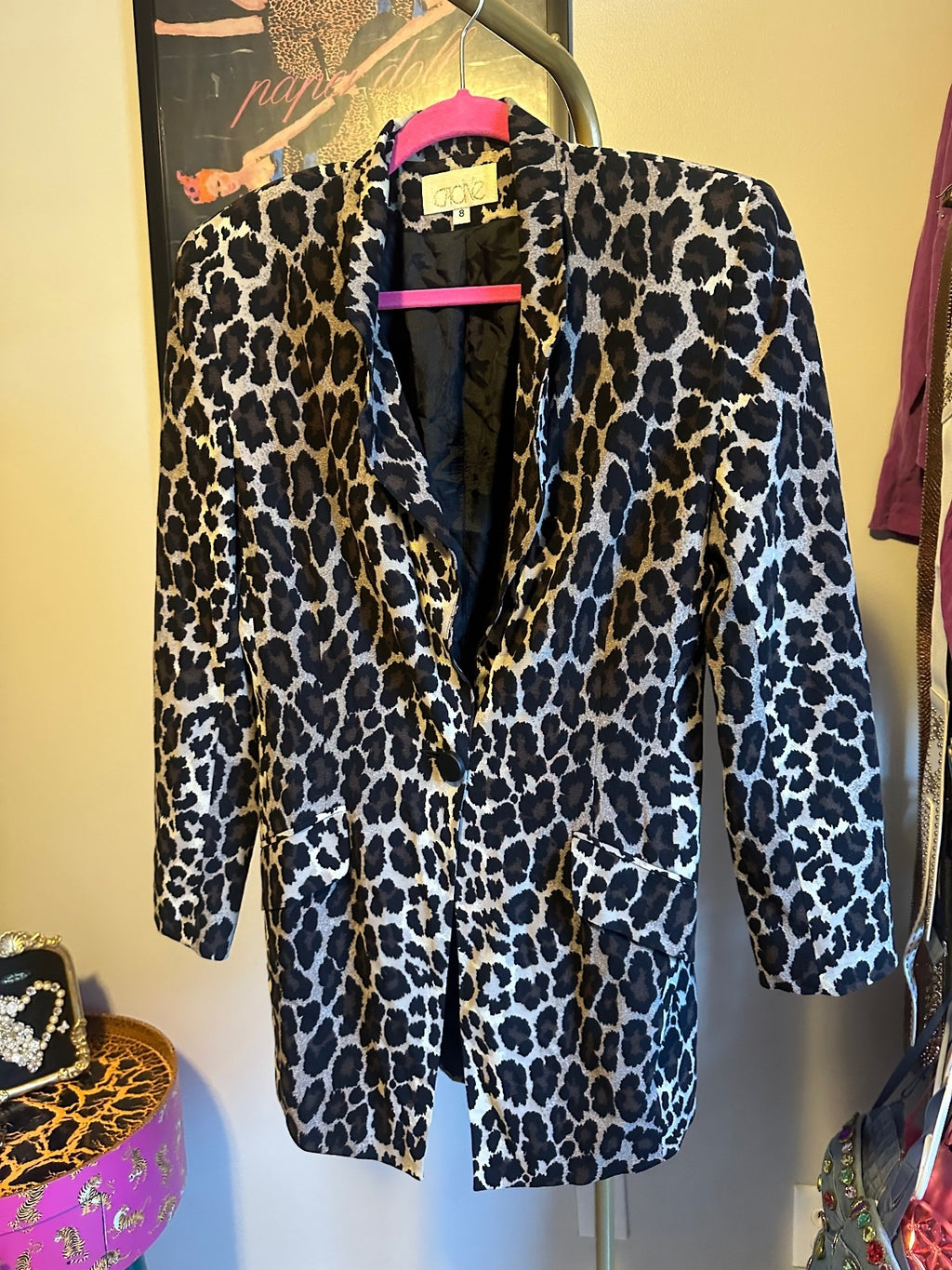 Vintage Cache Leopard Print Longline Blazer