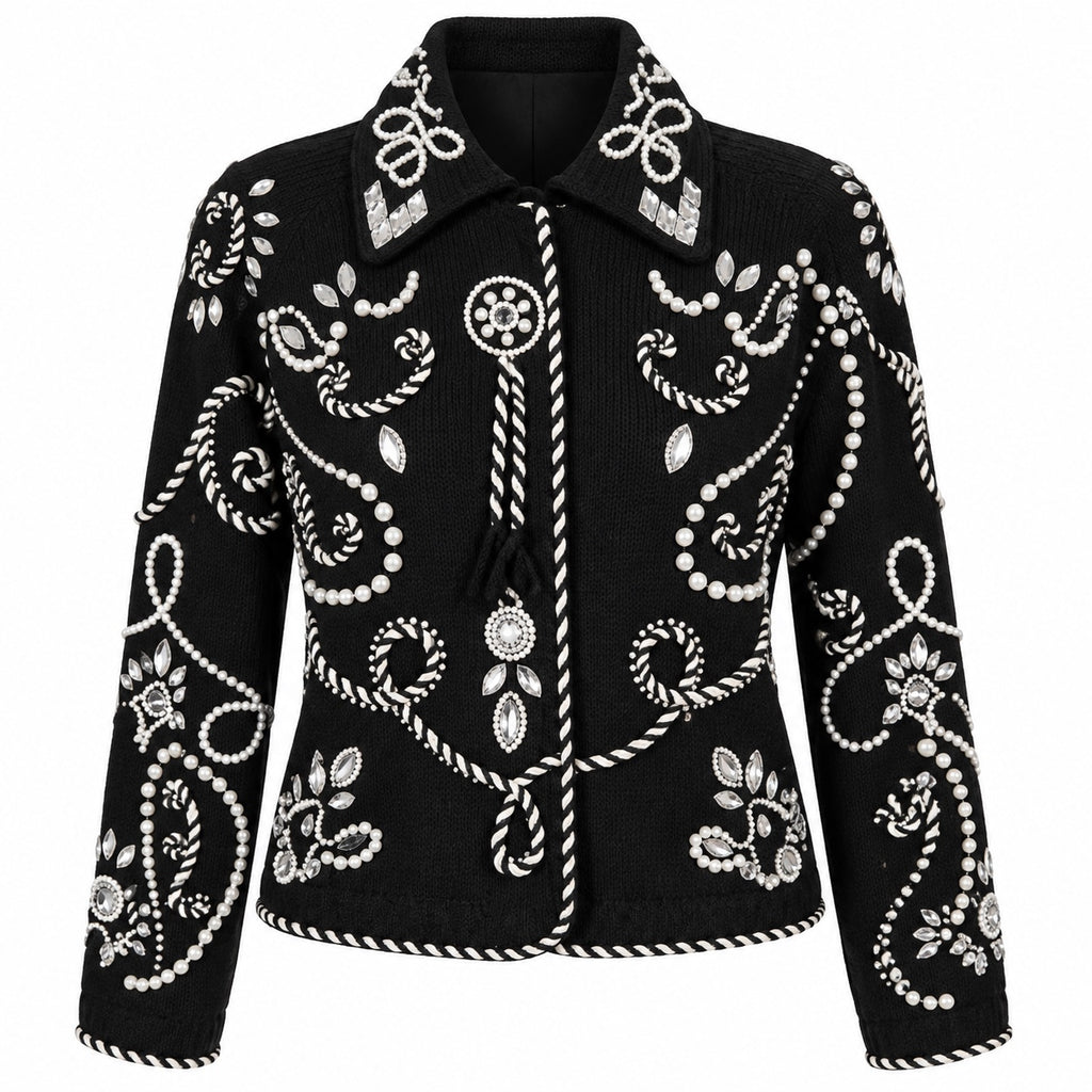 Vintage Michael Simon Embellished Black Knit Jacket