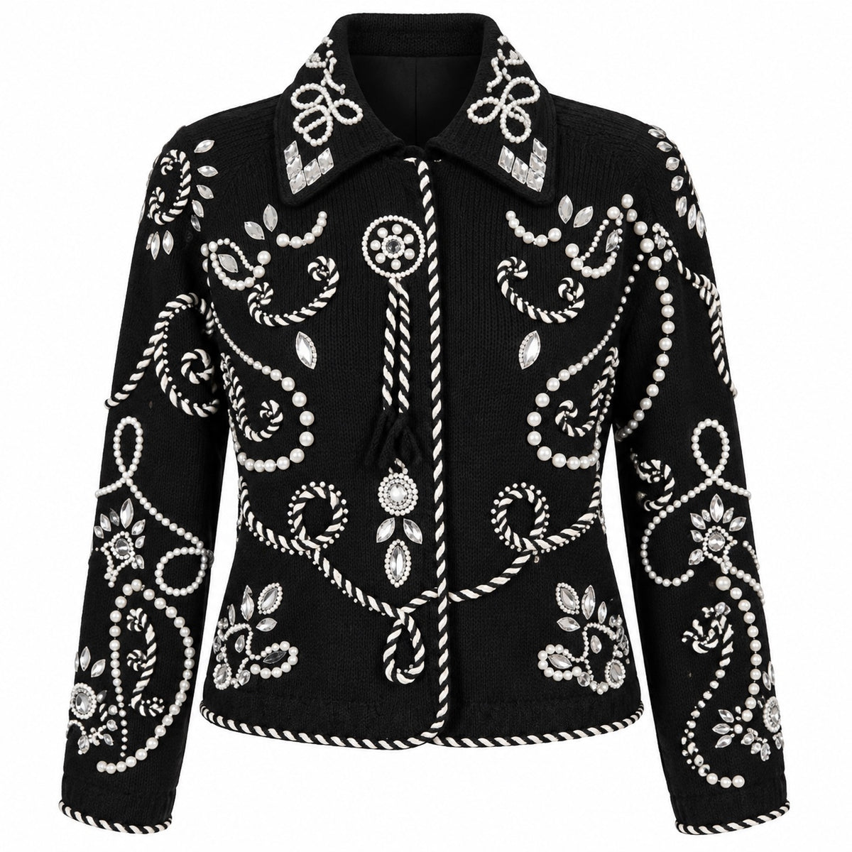 Vintage Michael Simon Embellished Black Knit Jacket