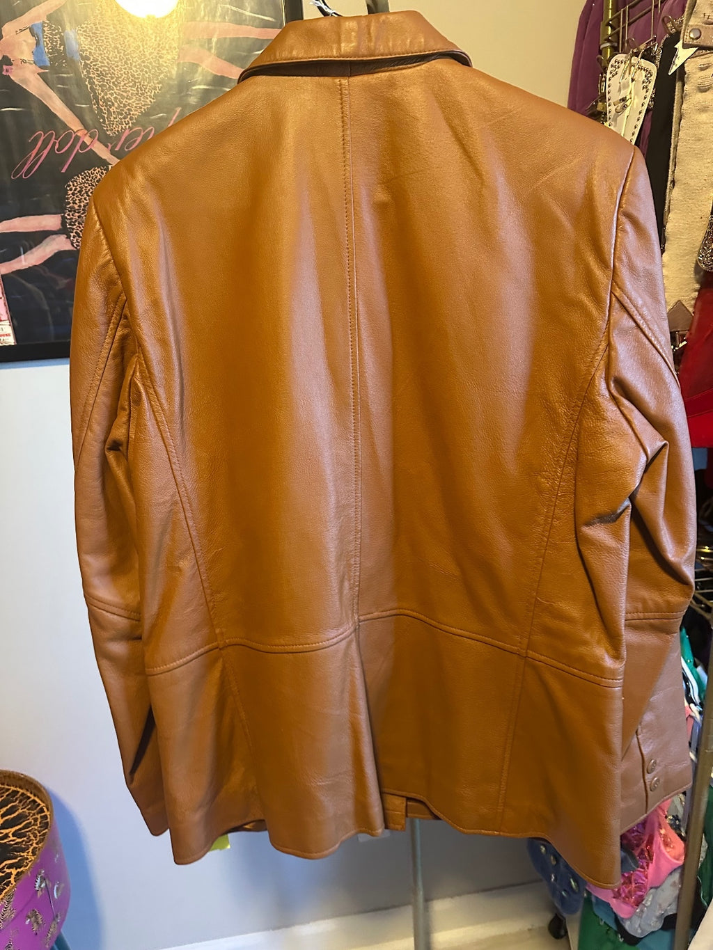 Vintage Clio Cognac Leather Blazer