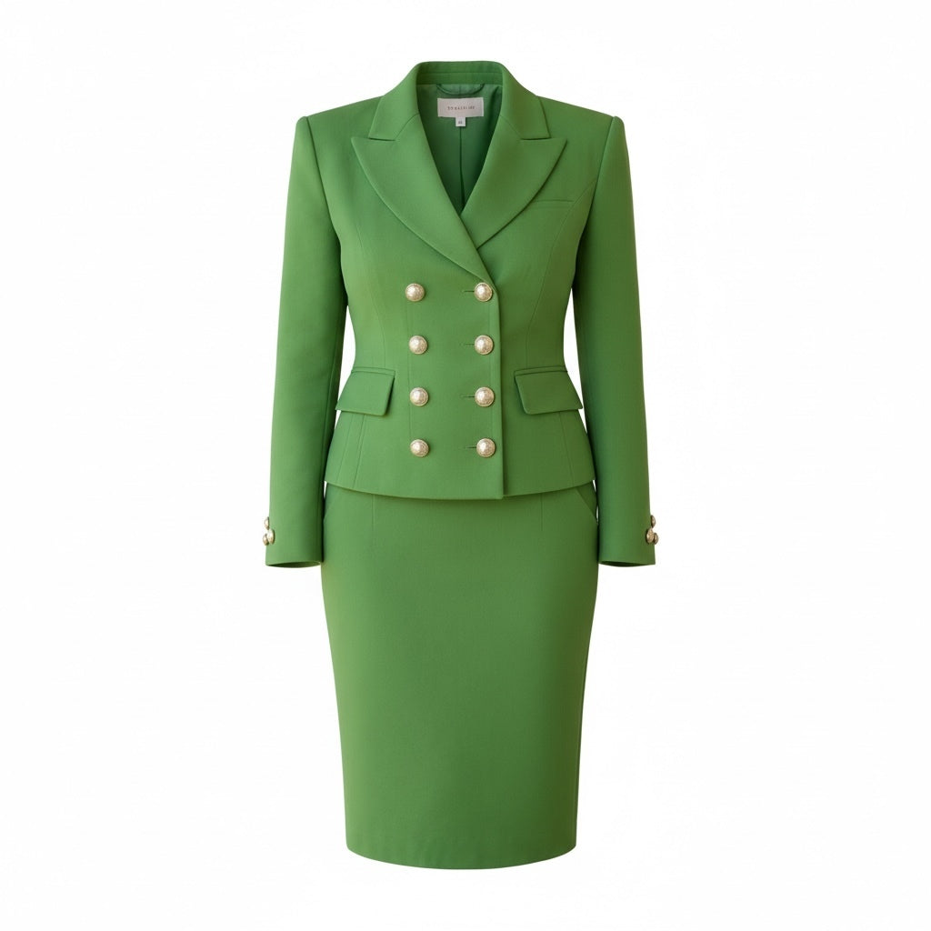 Cache Vintage Green Double Breasted Suit