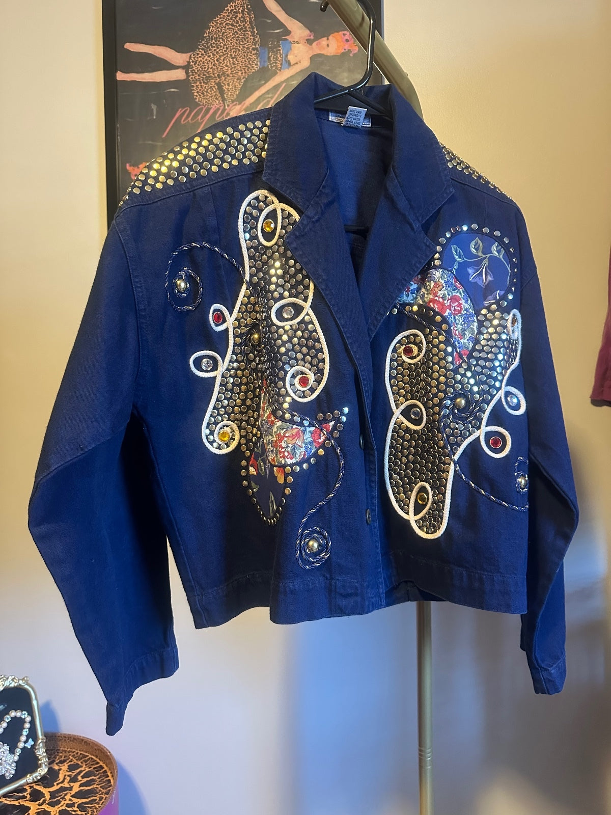 Vintage G.A.R. Embellished Denim Jacket – Dark Wash
