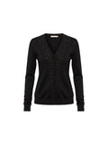 Dana Buchman Black Gold Studded V-Neck Cardigan