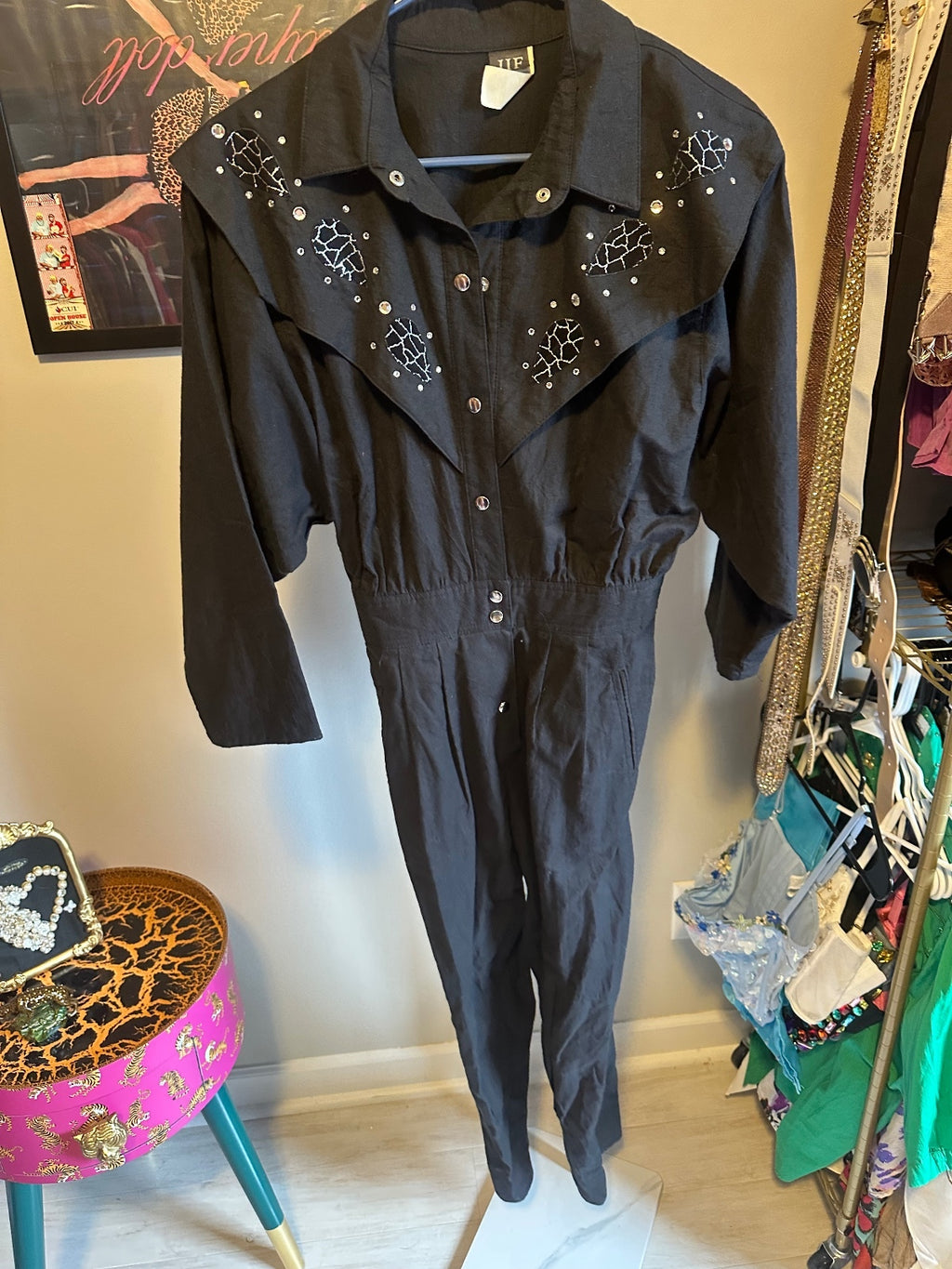 Vintage IIF Black Embellished Western Jumpsuit