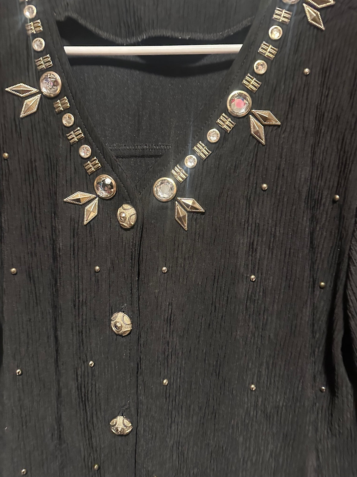 Vintage Black Gold Embellished Top & Pants Set