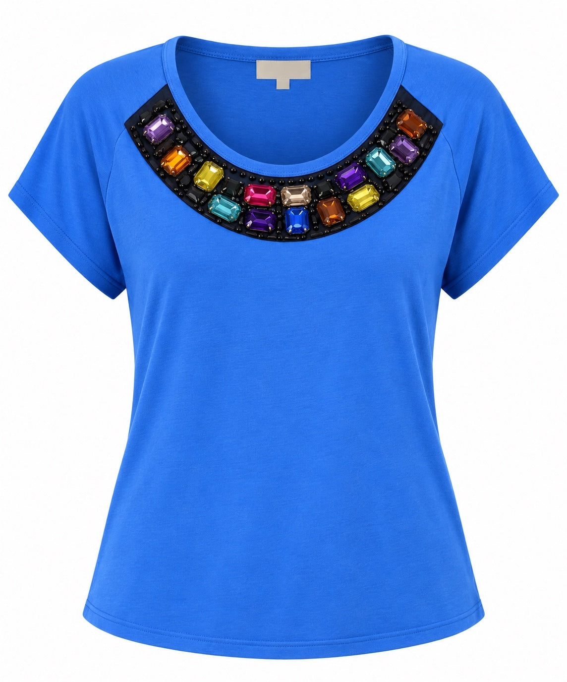 St. John Blue Jeweled Statement Top