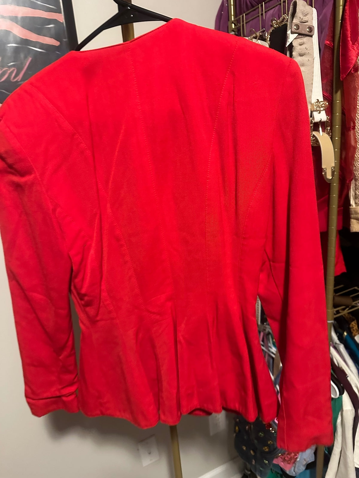 Vintage IIF Red Black & Gold Embellished Peplum Jacket