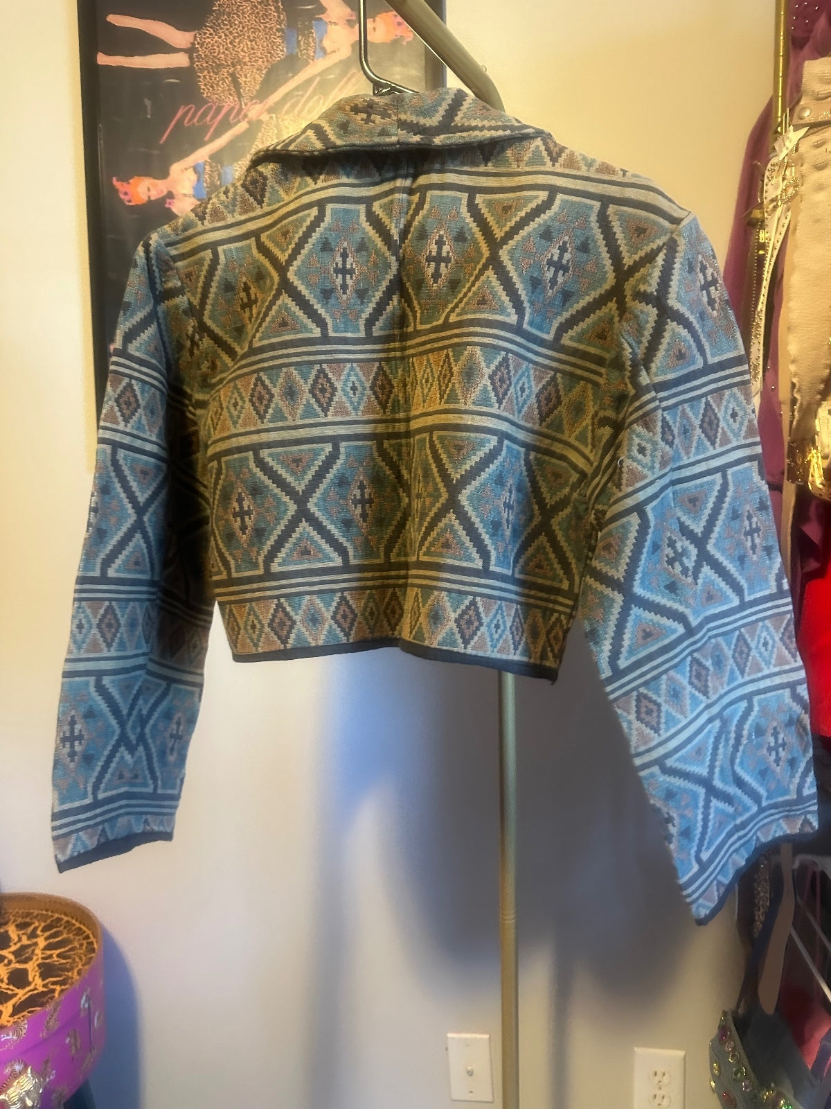 Vintage Flashback Geometric Cropped Jacket