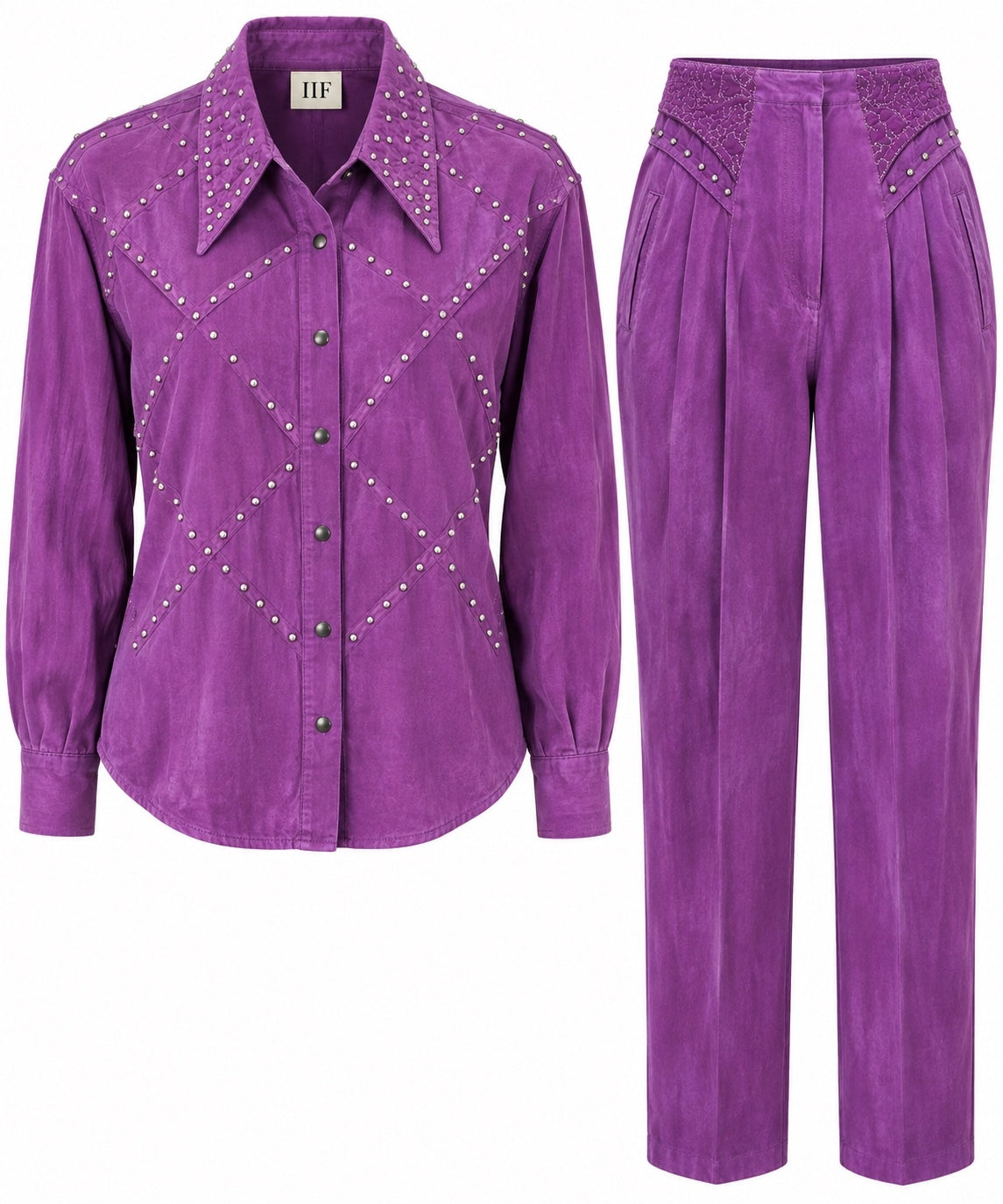 Vintage IIF Purple Rhinestone Western Shirt & Pants Set
