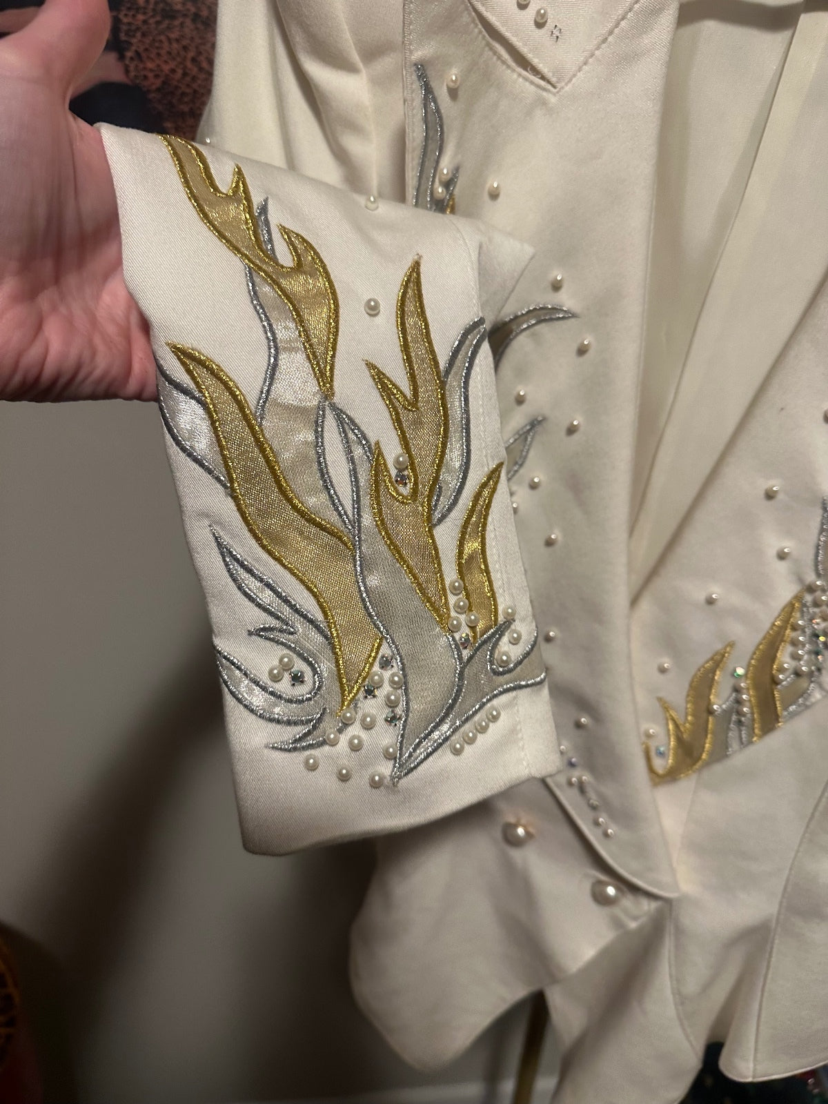 Vintage IIF White Gold & Silver Embellished Statement Blazer
