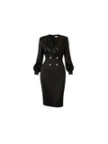 Criscione Black Sequin Tuxedo-Inspired Pencil Dress