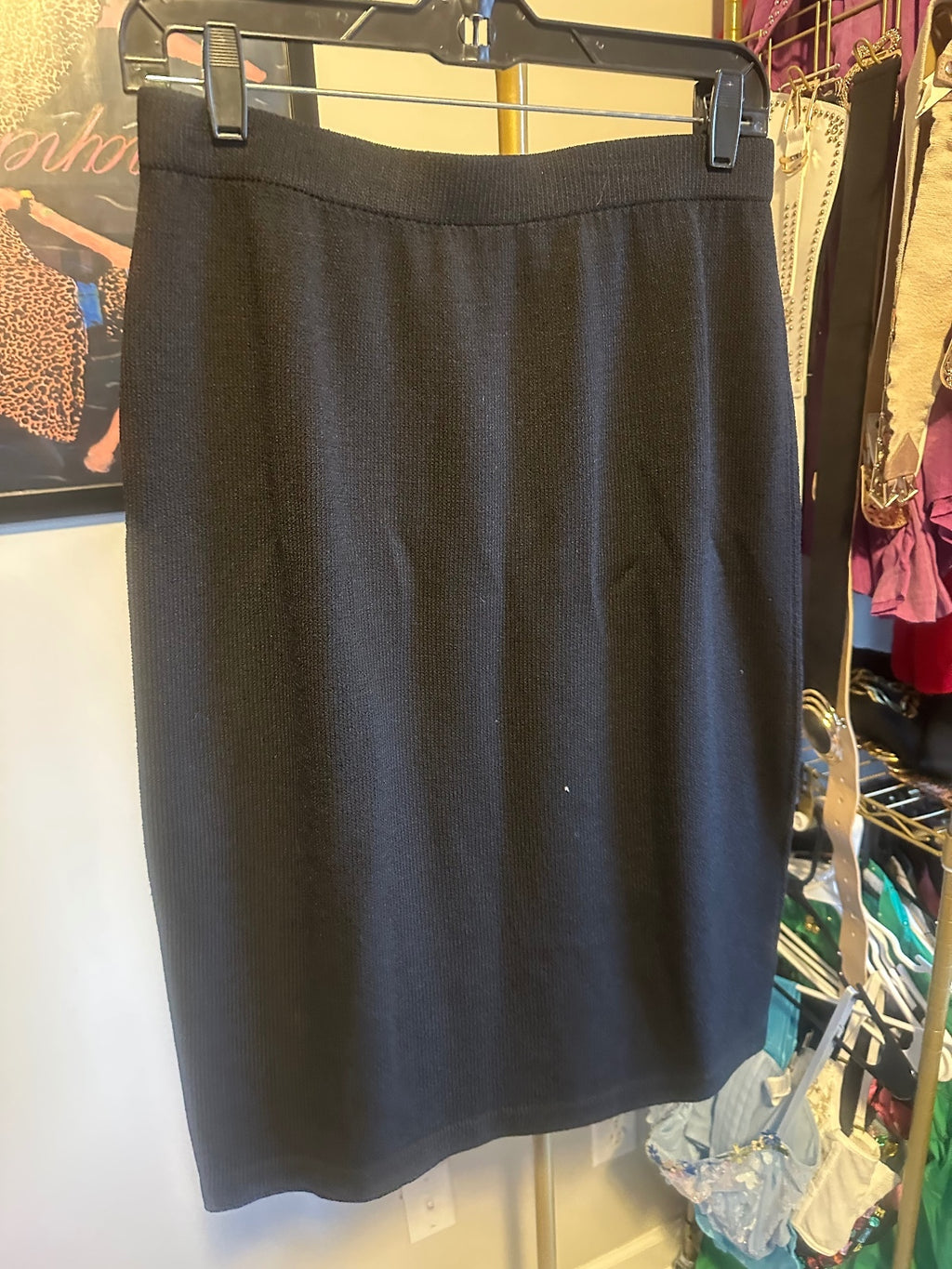 St. John Black 3-Piece Skirt Suit – Blazer, Top & Pencil Skirt