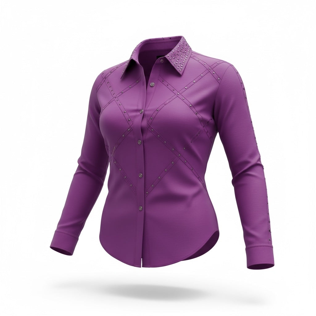 Vintage IIF Purple Rhinestone Embellished Western Shirt