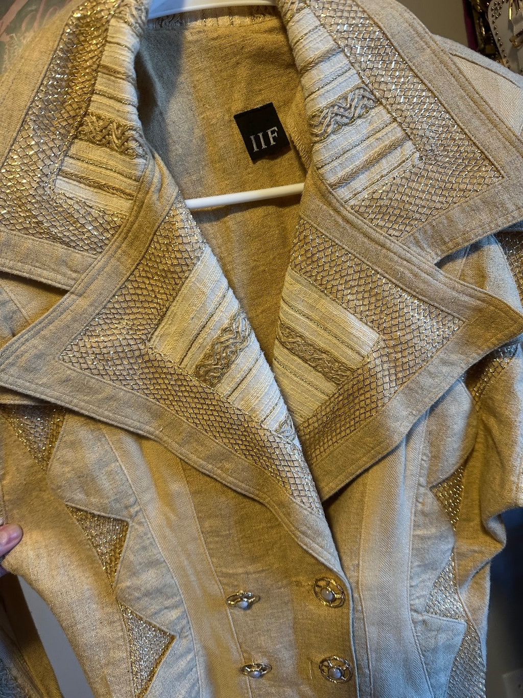 Vintage IIF Tan & Ivory Tailored Skirt Suit