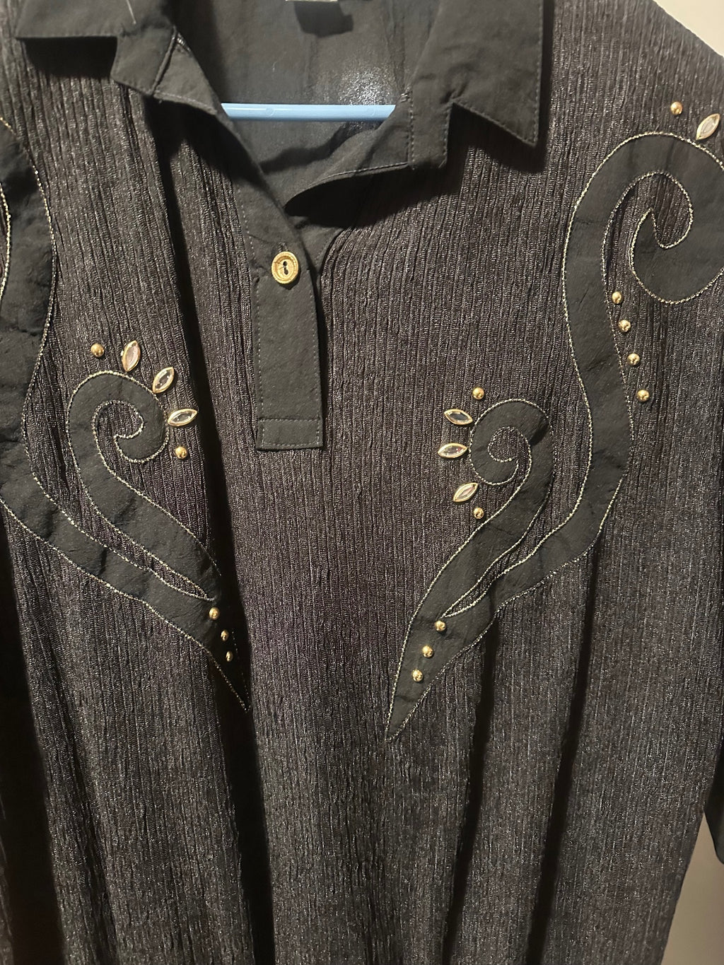 Vintage Charcoal Embellished Dolman Sleeve Top