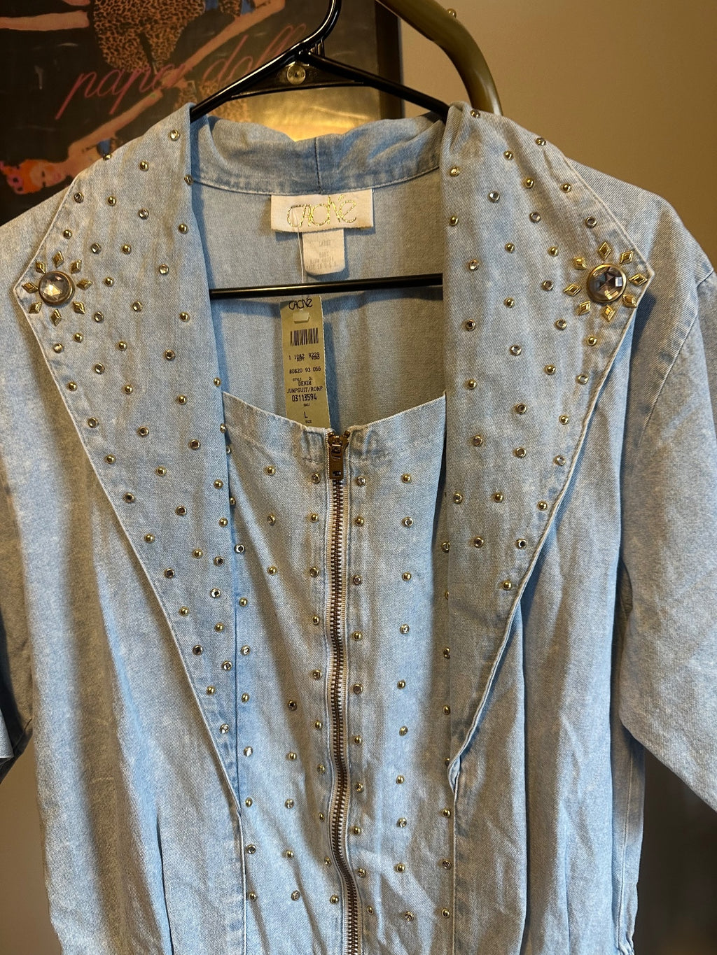 Vintage Cache Light Wash Studded Denim Romper