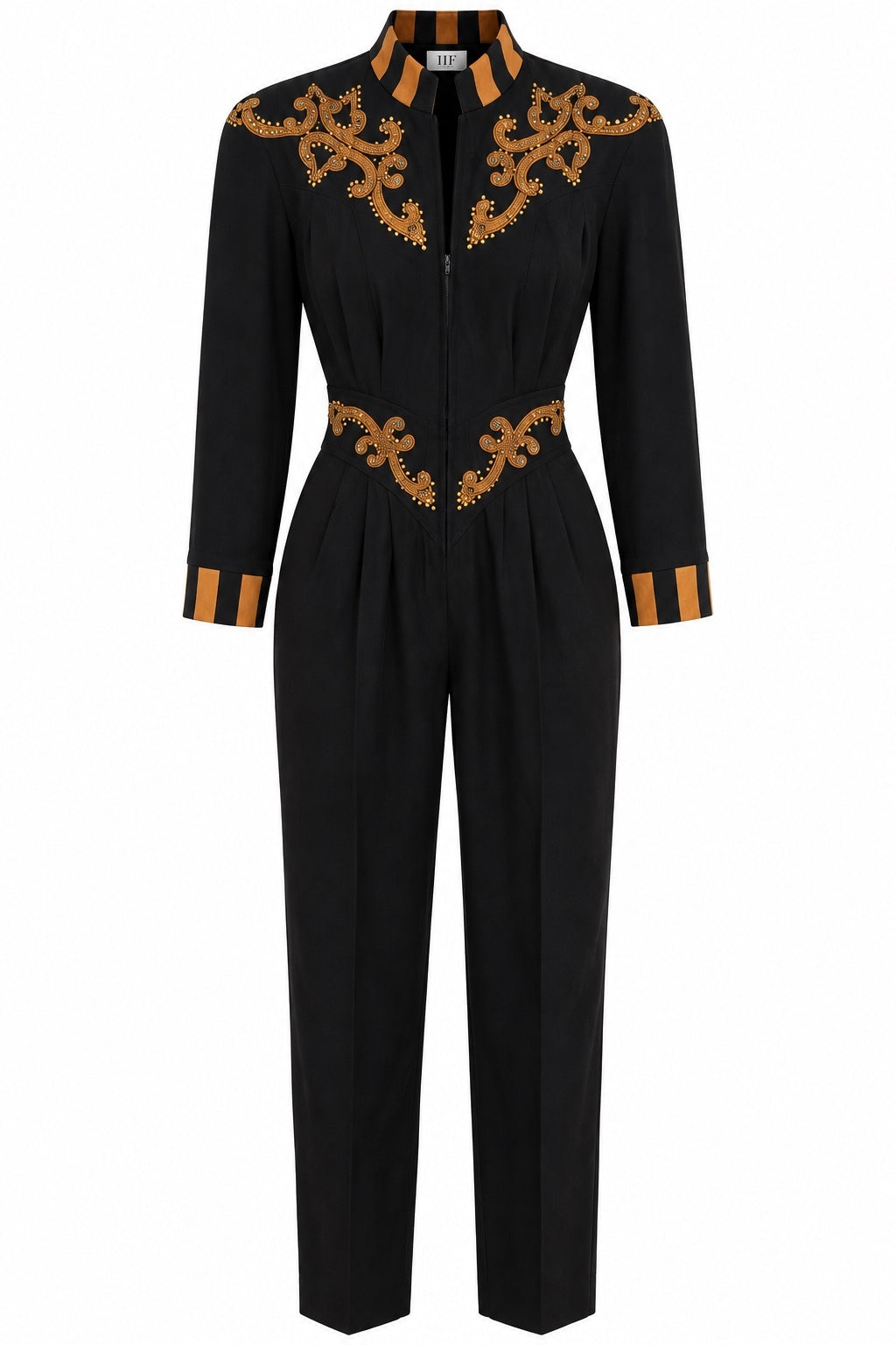Vintage Lillie Rubin Black & Gold Embellished Jumpsuit