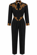 Vintage Lillie Rubin Black & Gold Embellished Jumpsuit