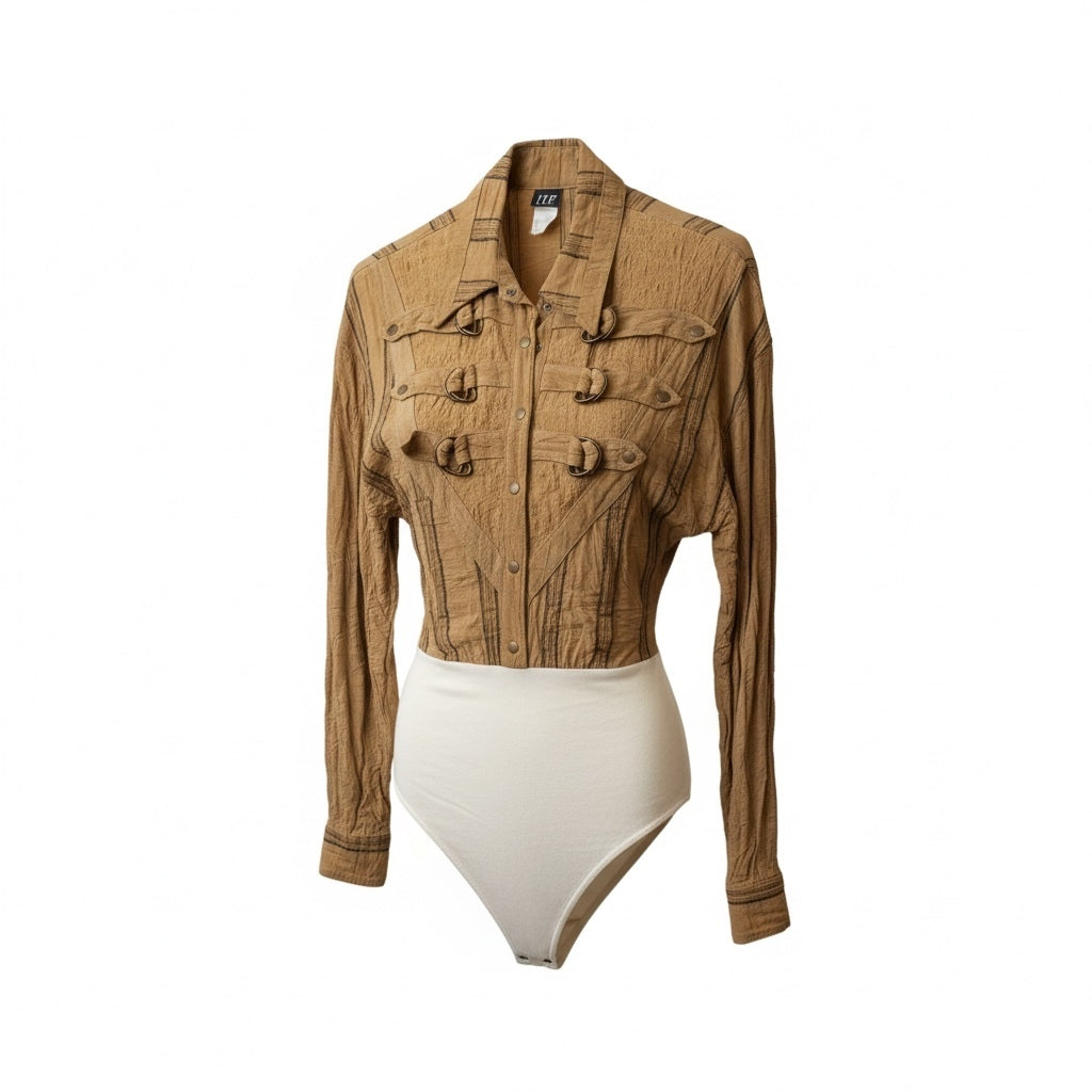 IIF Tan Western Buckle Bodysuit