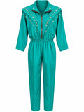 Vintage Rio Embellished Teal Jumpsuit