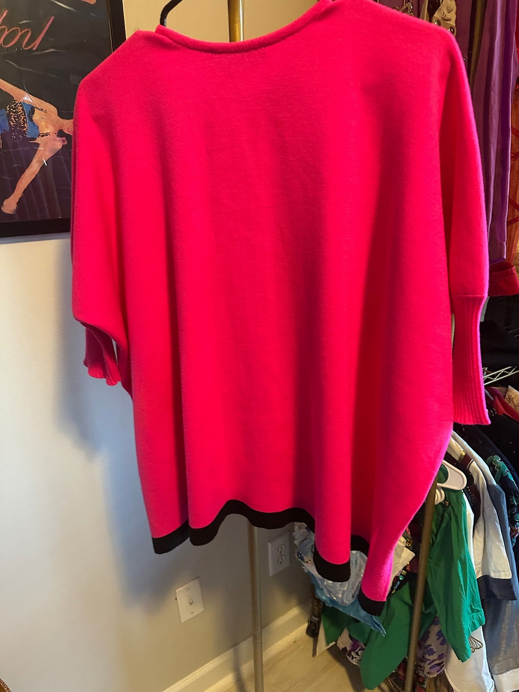 St. John Hot Pink Colorblock Zip Poncho
