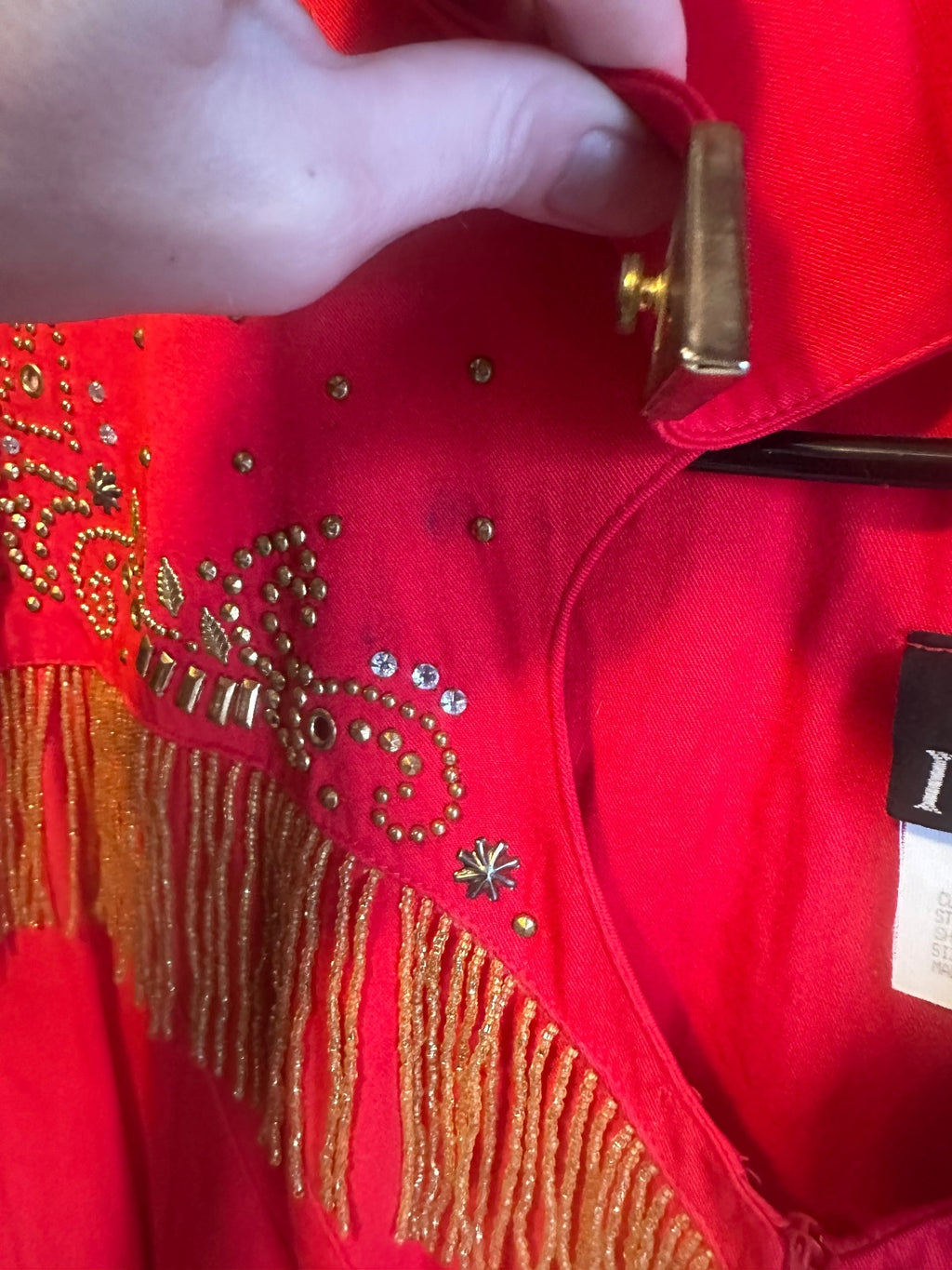 Vintage IIF Red Western Fringe Jumpsuit
