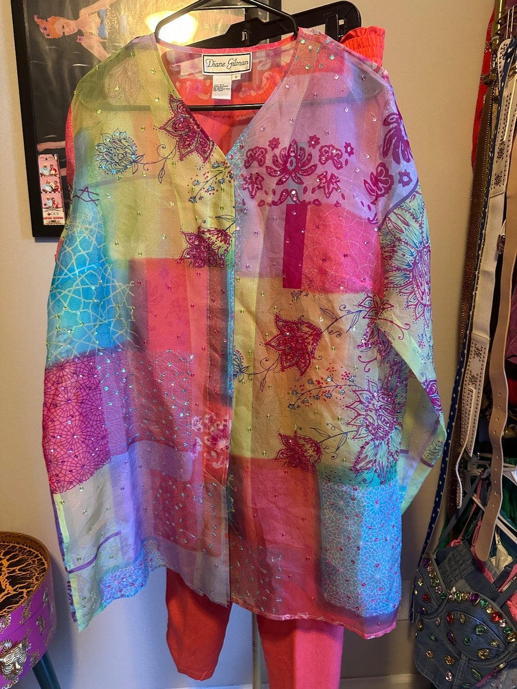 Vintage Diane Gilman Silk Top & Pants Set