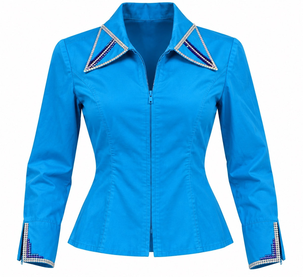 Vintage Show Diva Embellished Blue Top